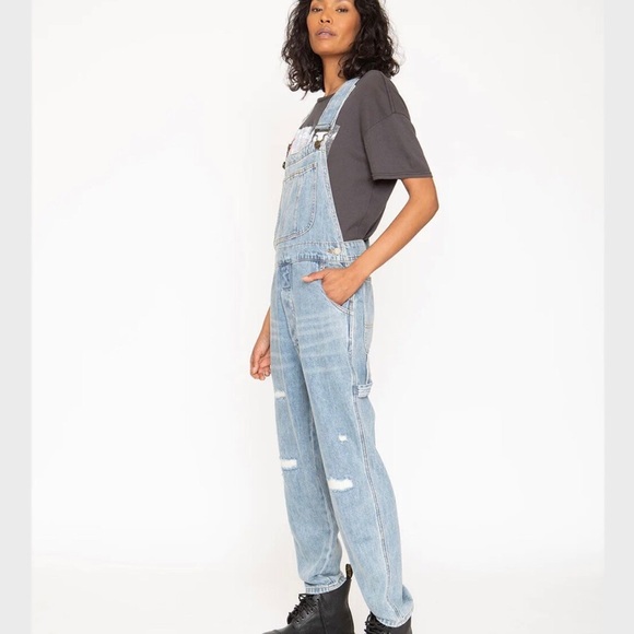 Sandrine Rose x Free People Distressed Denim Overalls Size Medium NWT - Picture 11 of 13